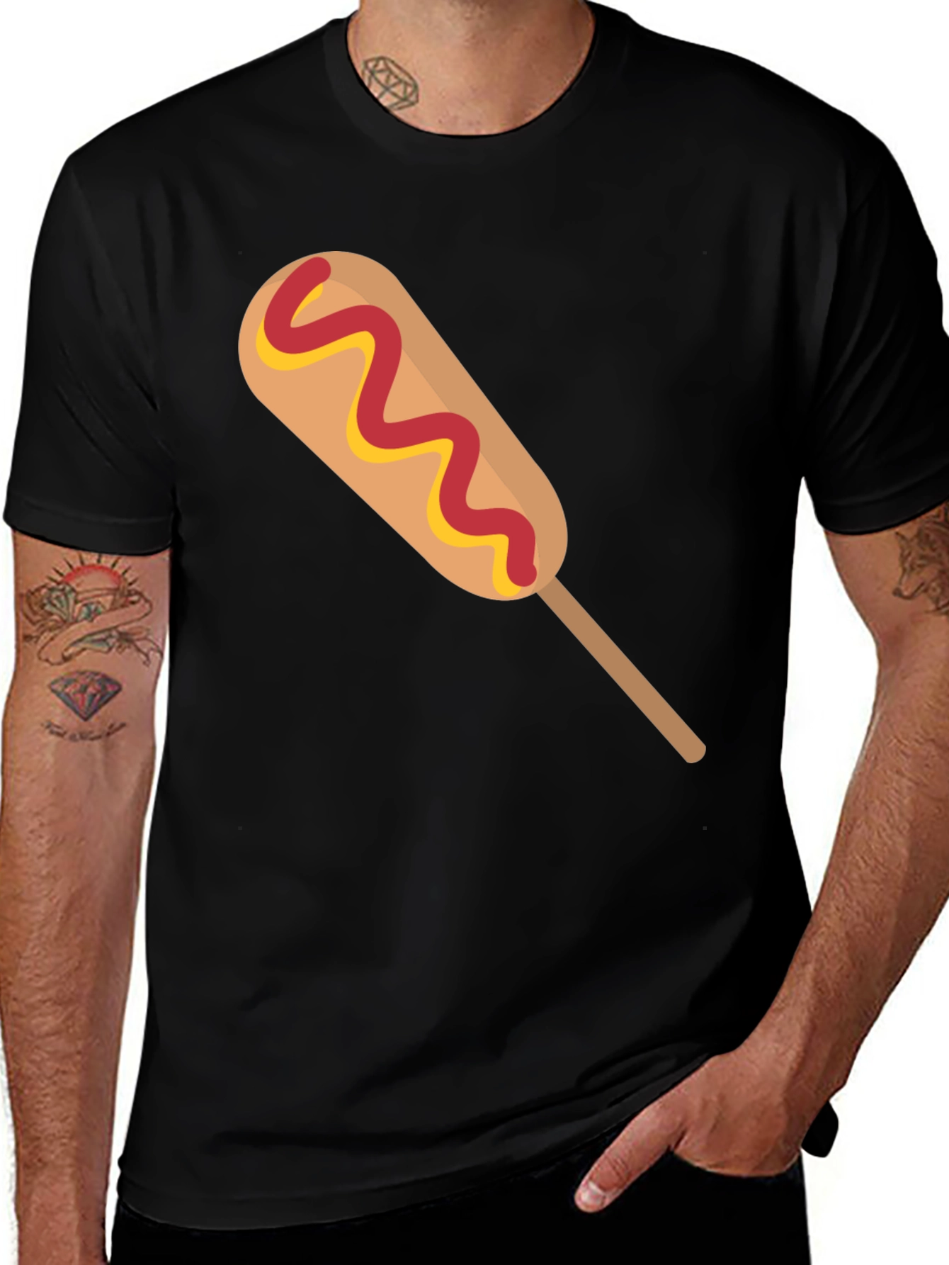 Corn Dog Graphic Tee - Novelty Food T-Shirt