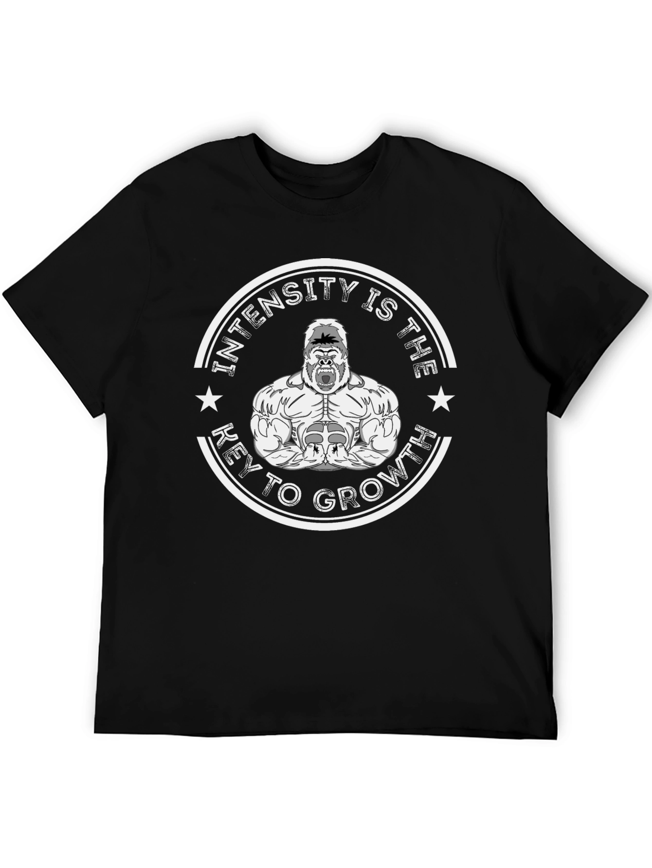 Intensity is Key to Growth Gym Gorilla Black T-Shirt