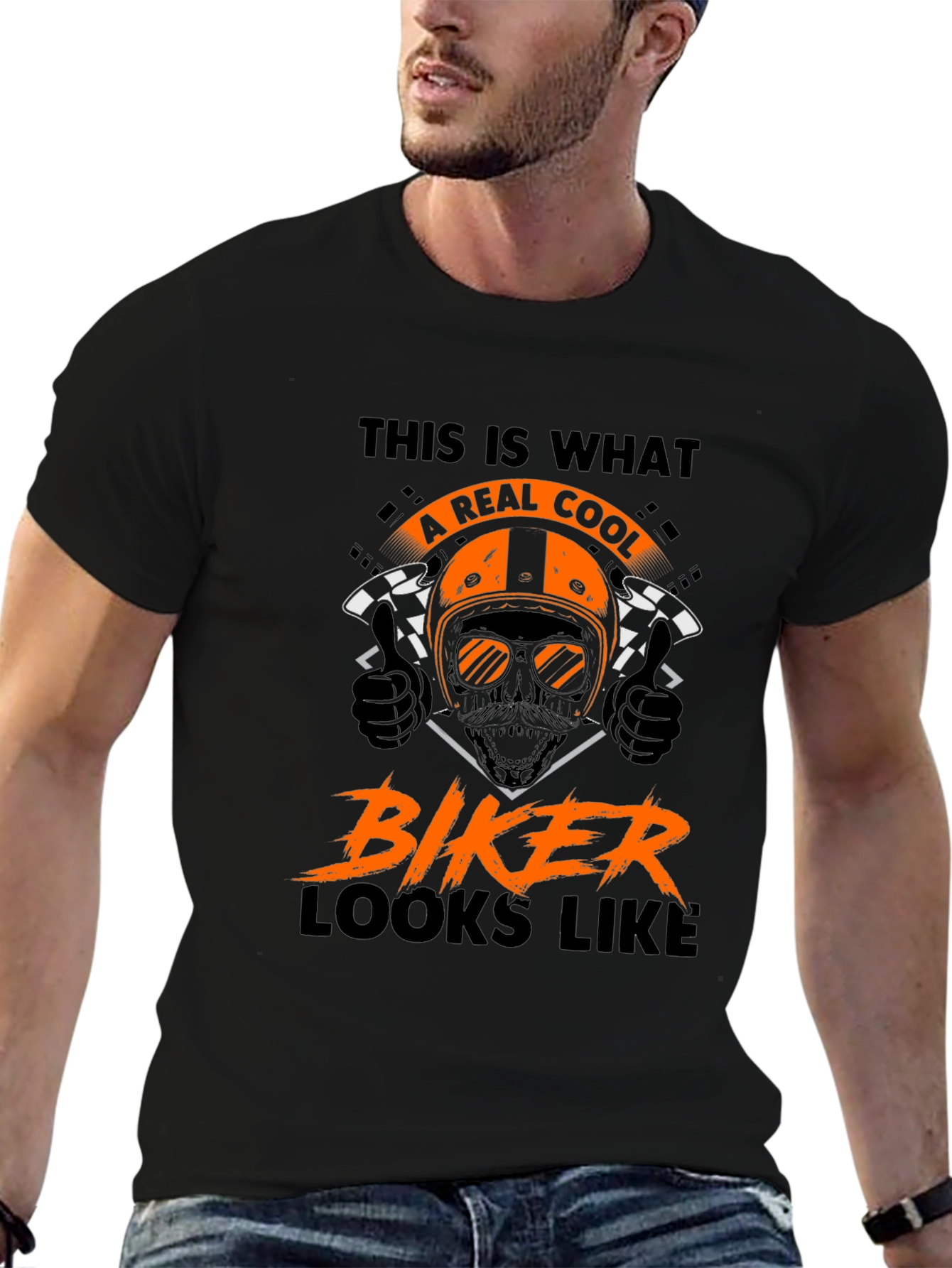 Cool Biker T-Shirt - Motorcycle Skull Graphic Tee