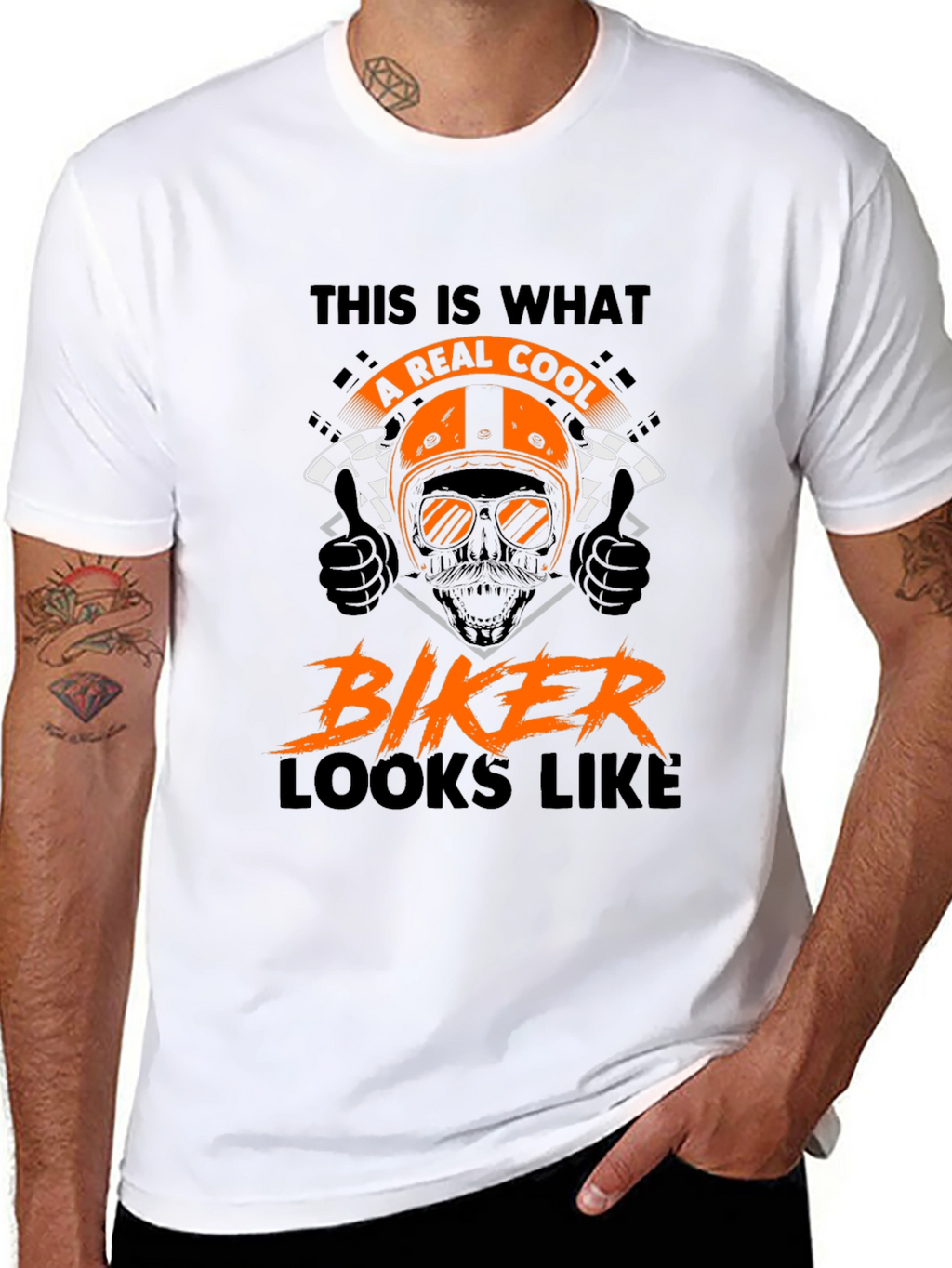 Cool Biker T-Shirt - Motorcycle Skull Graphic Tee