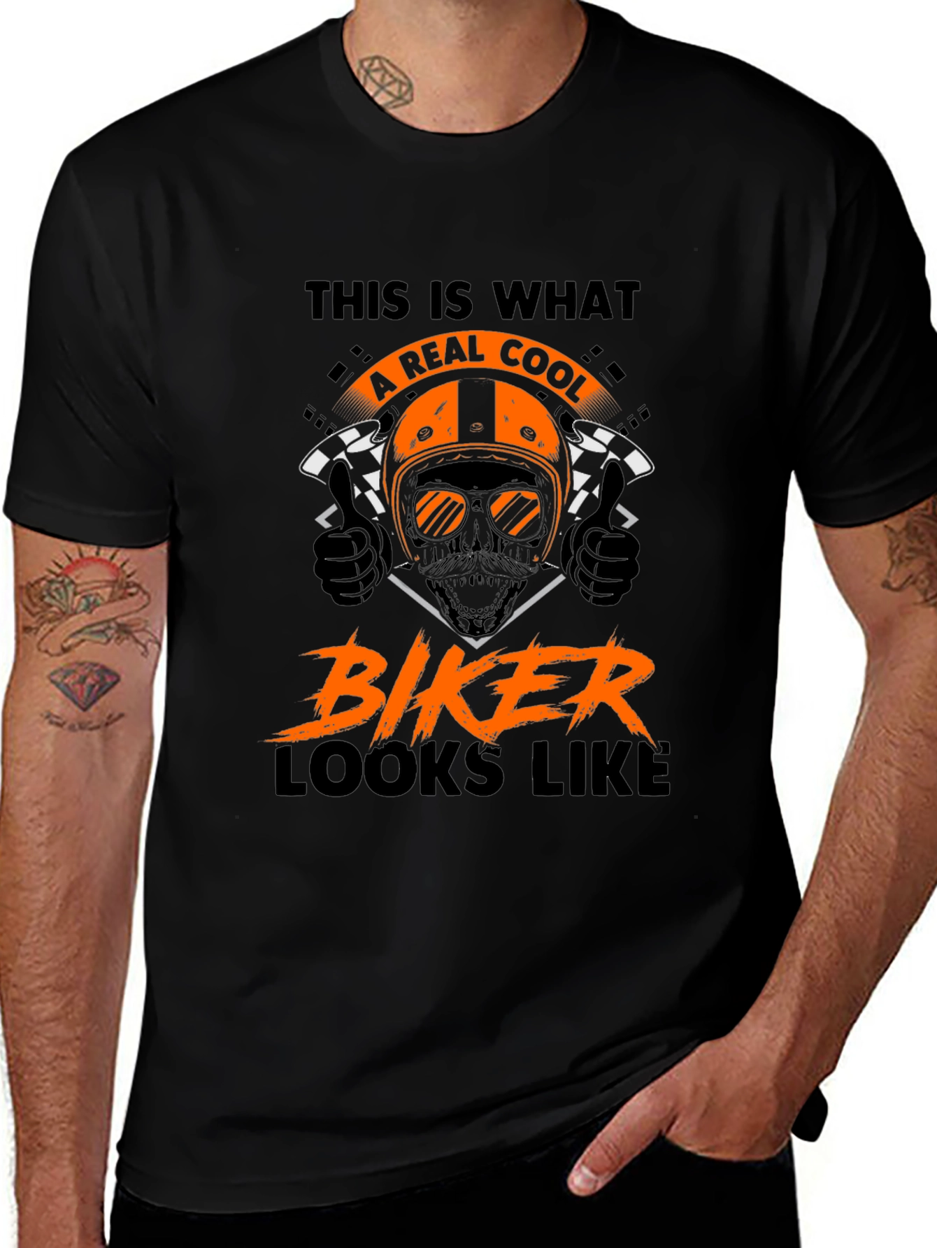 Cool Biker T-Shirt - Motorcycle Skull Graphic Tee