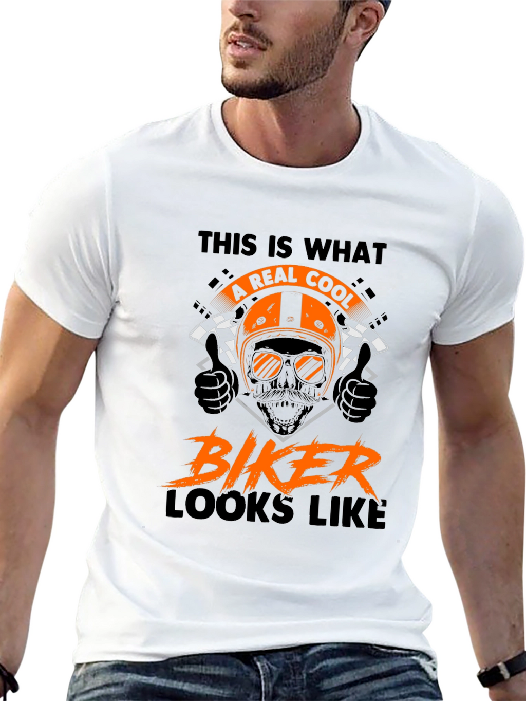 Cool Biker T-Shirt - Motorcycle Skull Graphic Tee
