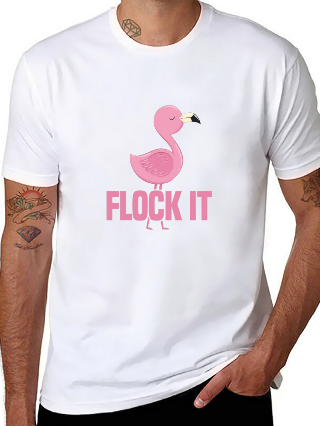 Flock It Flamingo Graphic Tee - Funny Casual Shirt