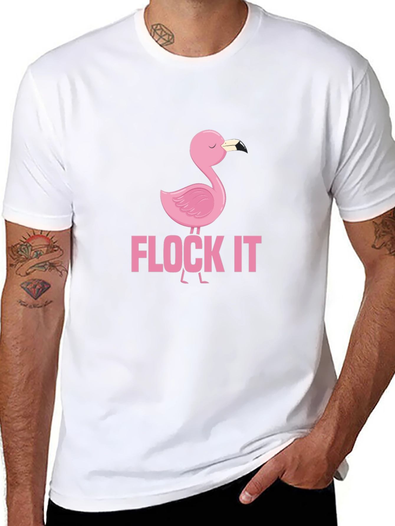 Flock It Flamingo Graphic Tee - Funny Casual Shirt