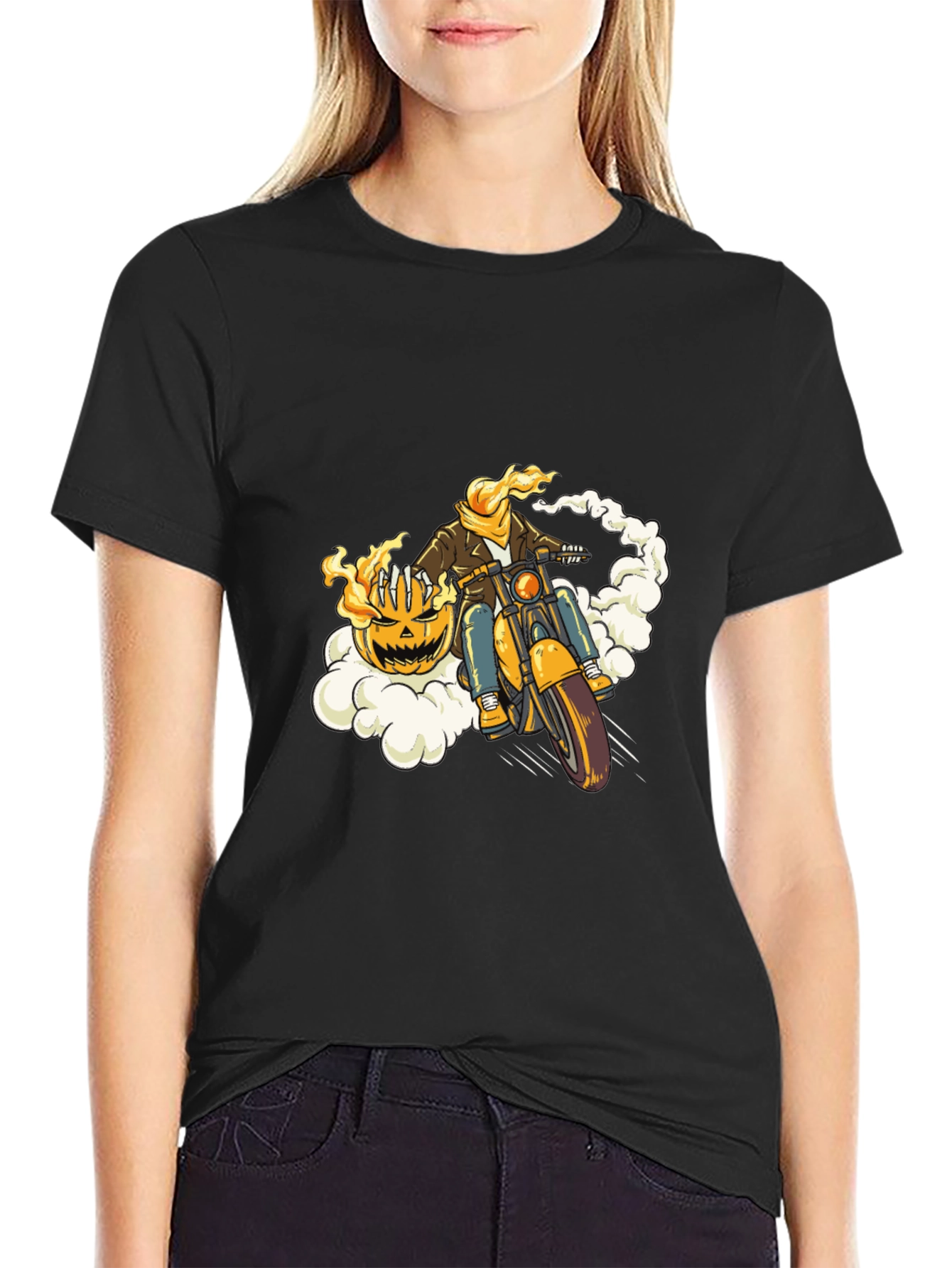 Pumpkin Rider T-Shirt - Halloween Biker Tee