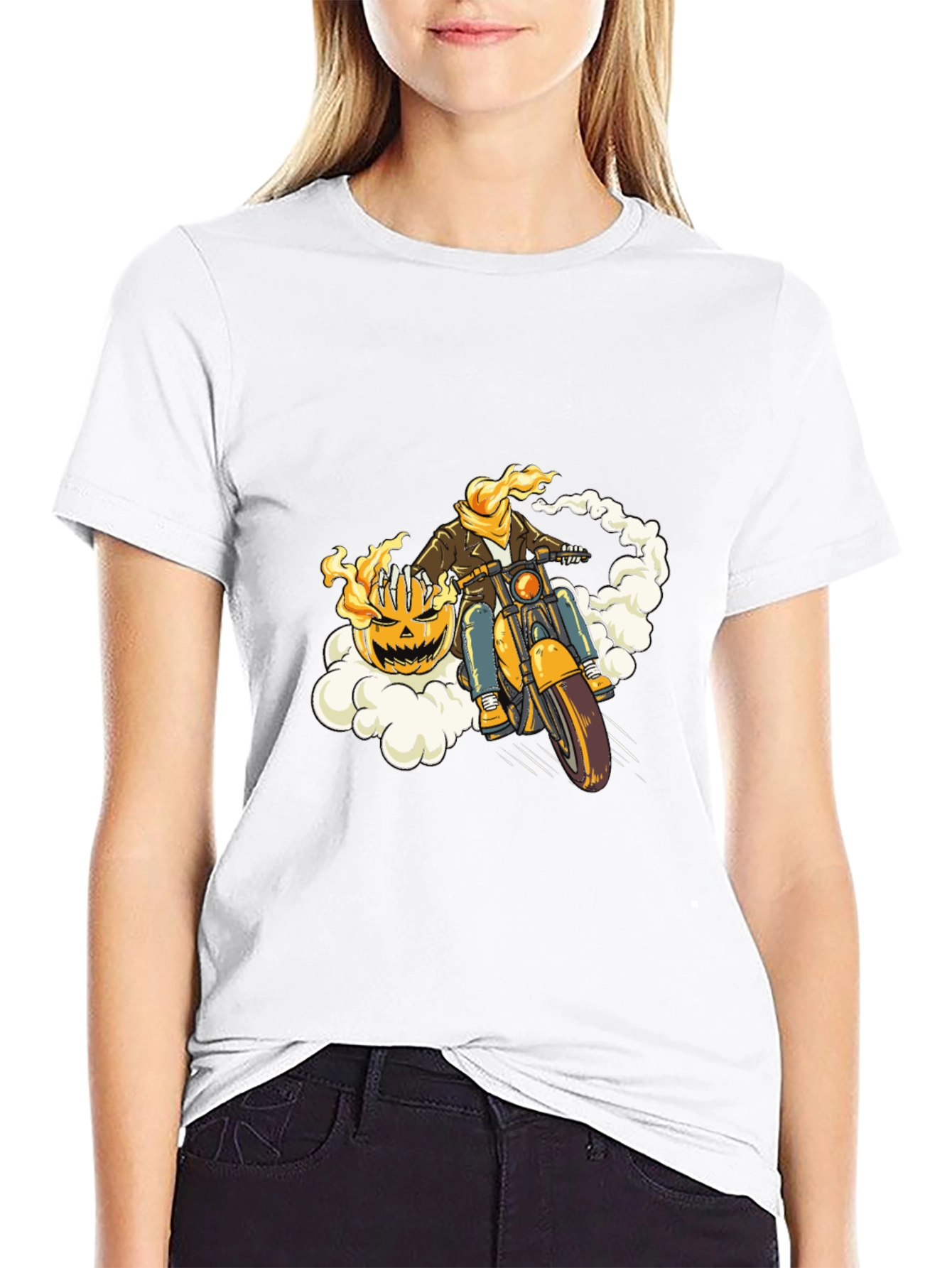 Pumpkin Rider T-Shirt - Halloween Biker Tee