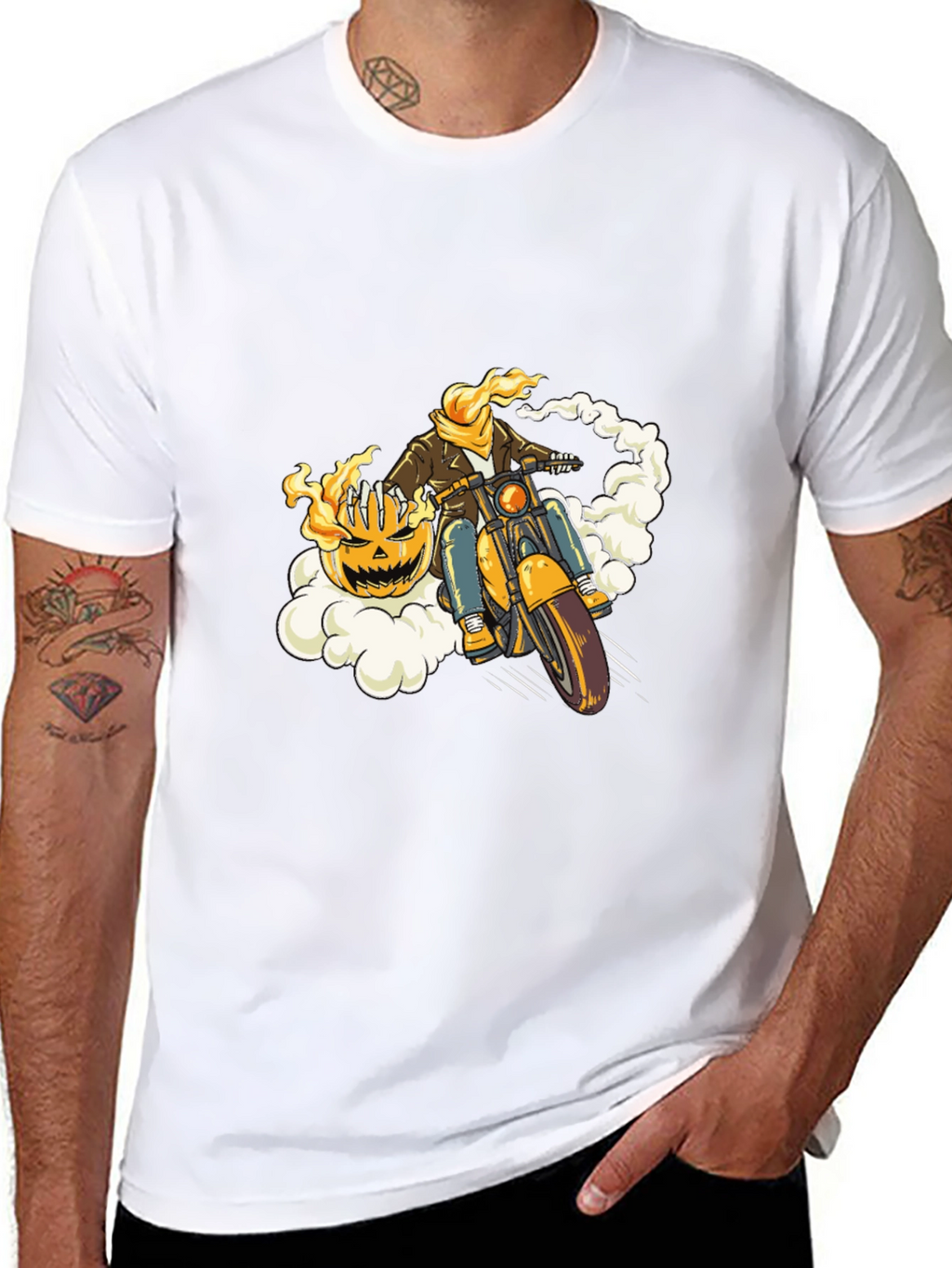 Pumpkin Rider T-Shirt - Halloween Biker Tee