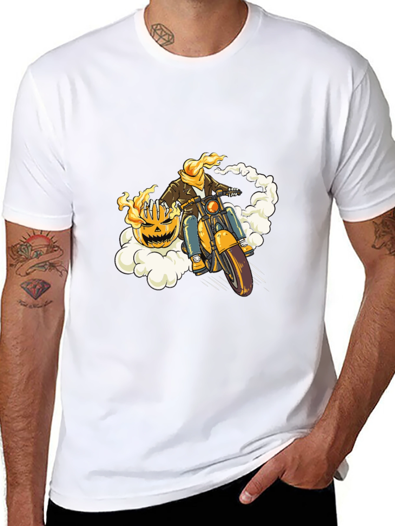 Pumpkin Rider T-Shirt - Halloween Biker Tee