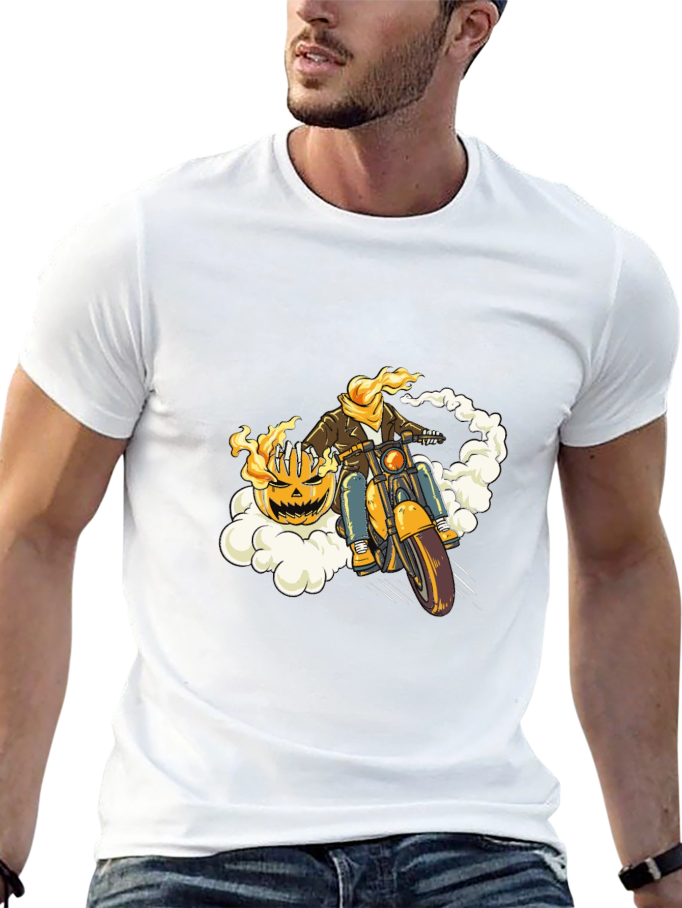 Pumpkin Rider T-Shirt - Halloween Biker Tee