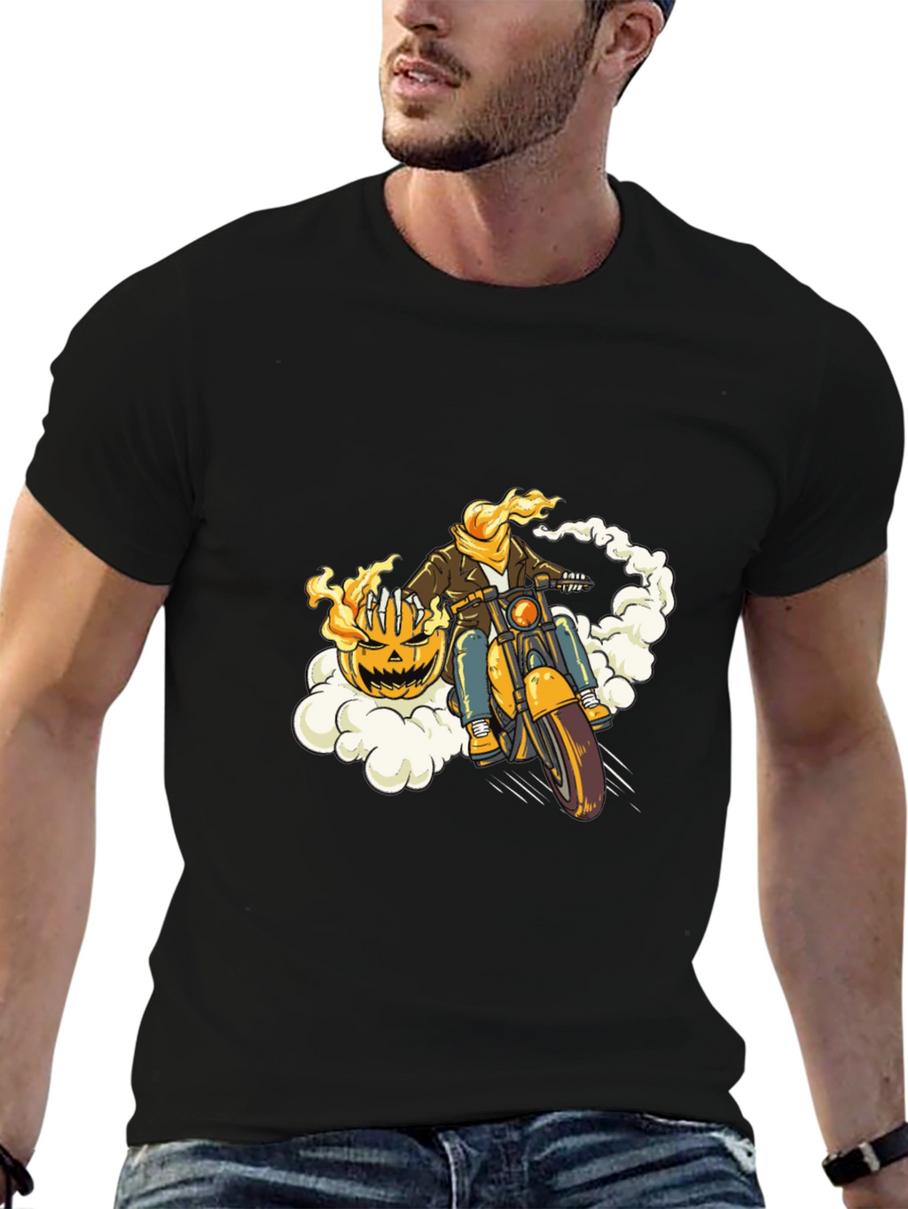 Pumpkin Rider T-Shirt - Halloween Biker Tee