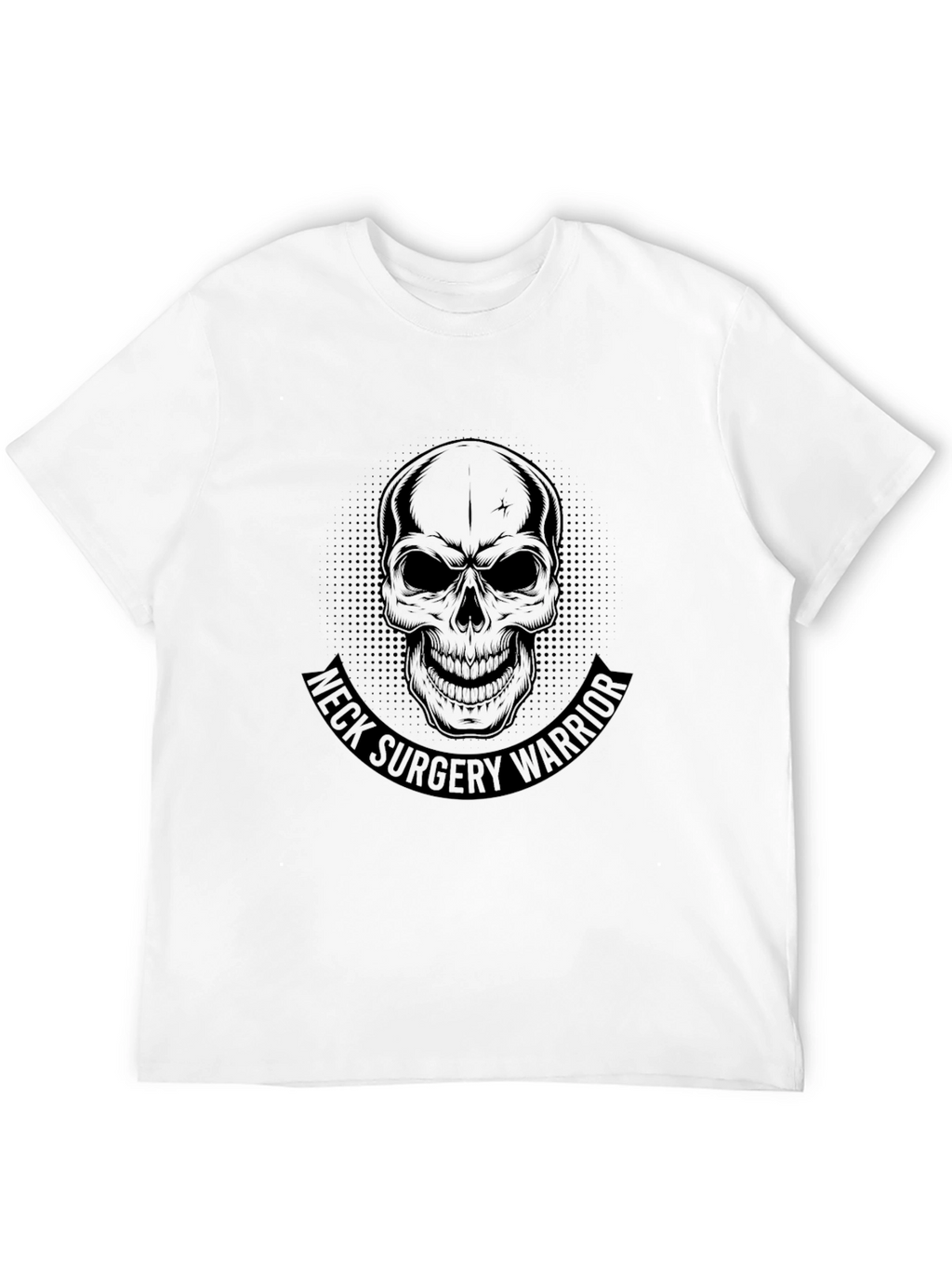 Neck Surgery Warrior Skull Graphic Black T-Shirt