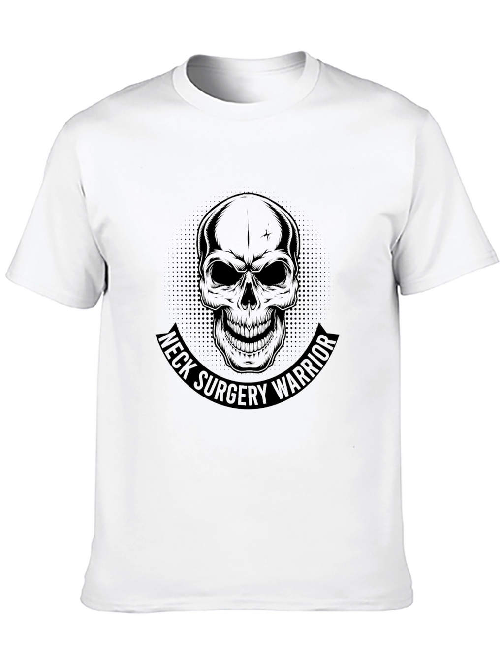 Neck Surgery Warrior Skull Graphic Black T-Shirt