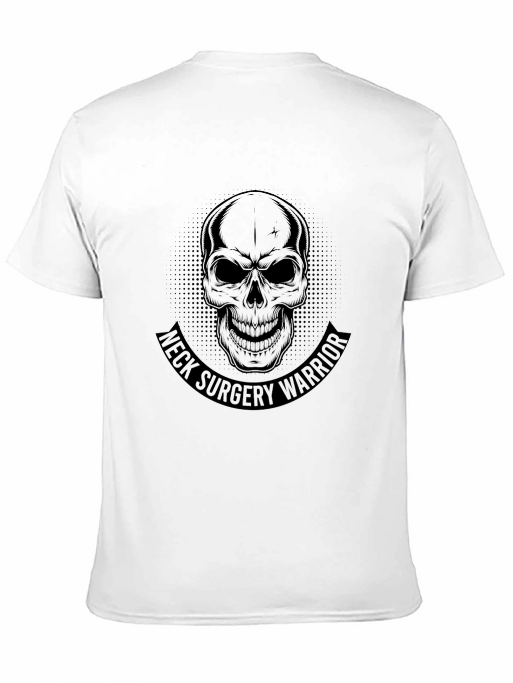 Neck Surgery Warrior Skull Graphic Black T-Shirt