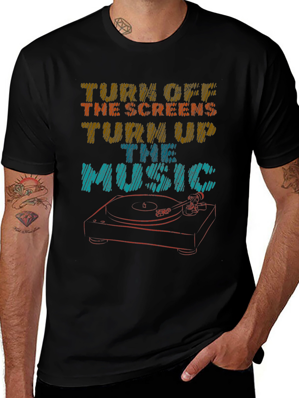 Turn Off The Screens Turn Up The Music T-Shirt