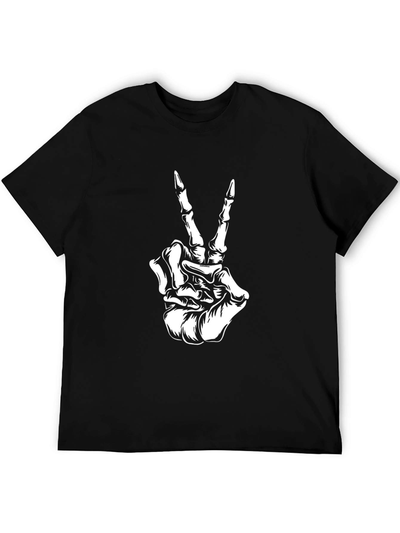 Skeleton Hand Peace Sign Graphic Tee