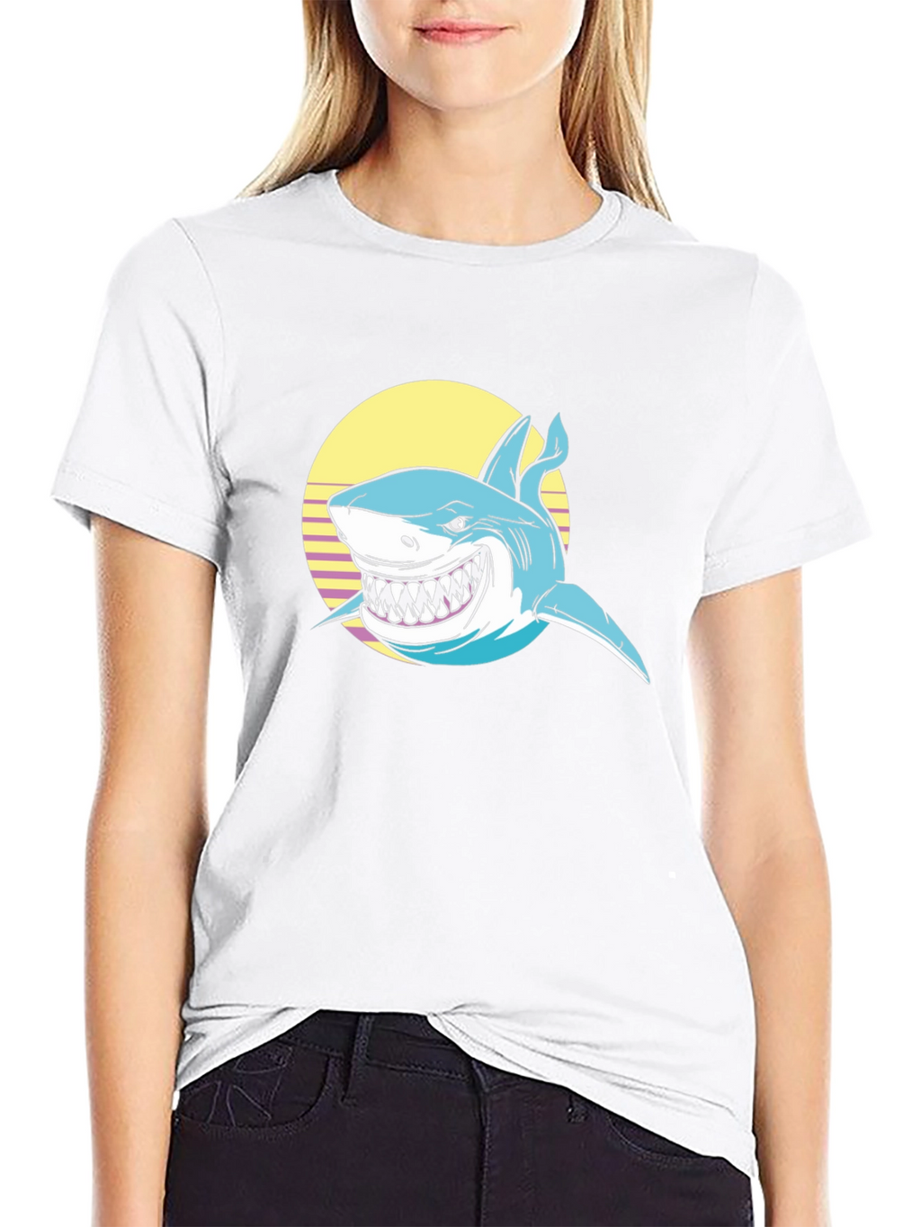 Shark Graphic Print Black T-Shirt