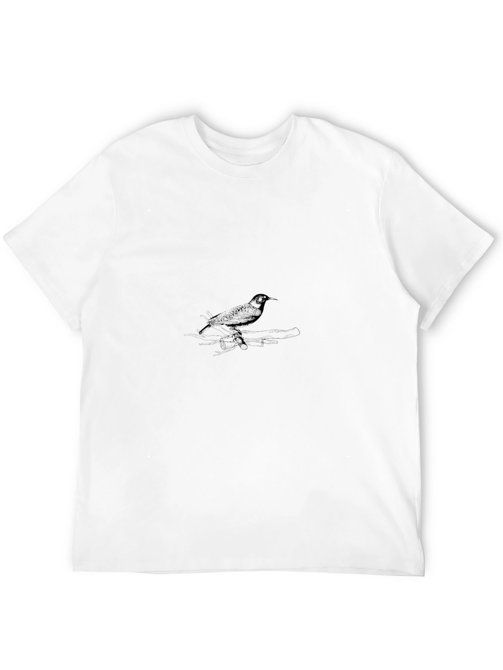 Mens Black T-Shirt with Bird Graphic