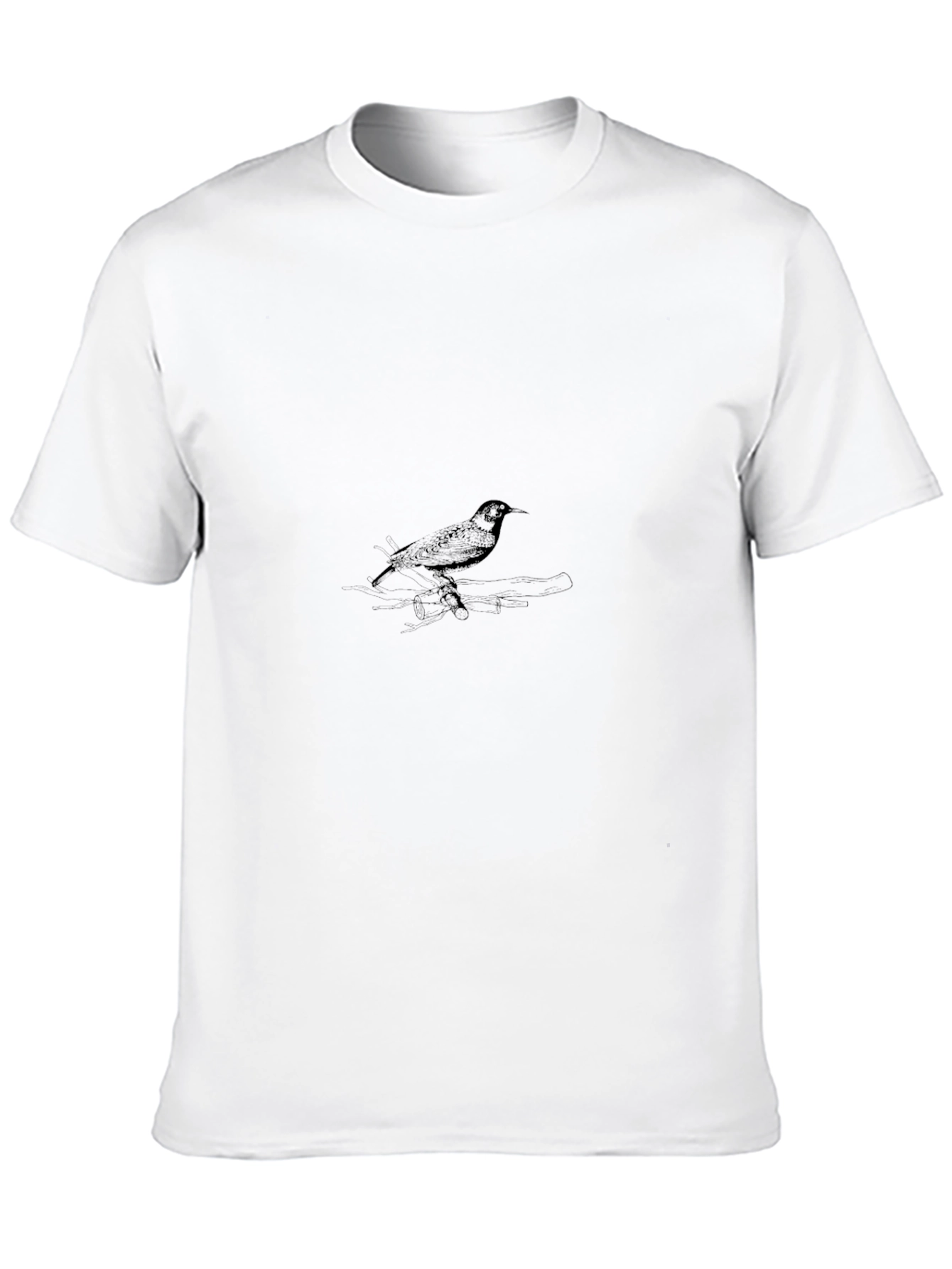 Mens Black T-Shirt with Bird Graphic