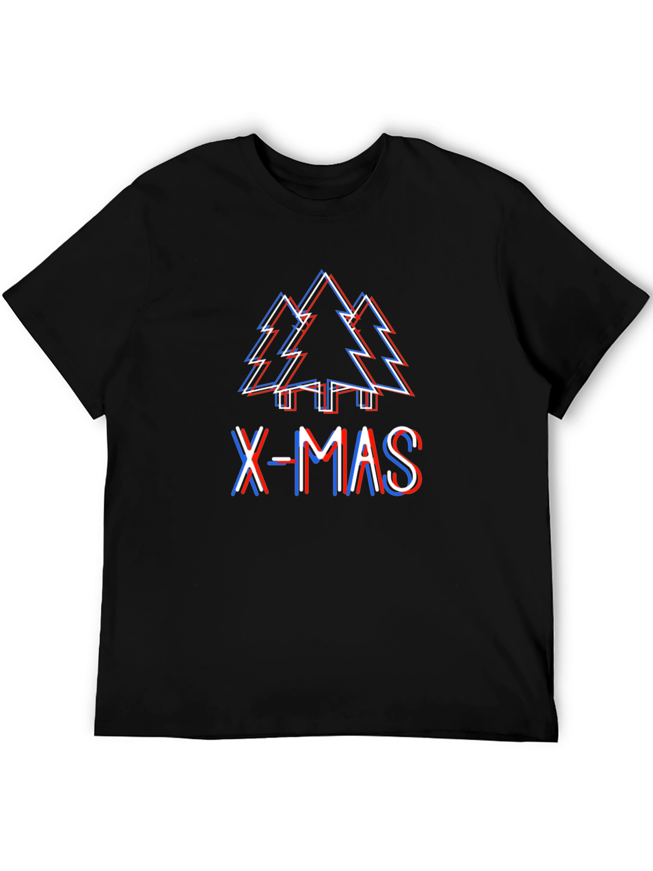 X-Mas Tree Glitch Black T-Shirt - Holiday Festive Wear