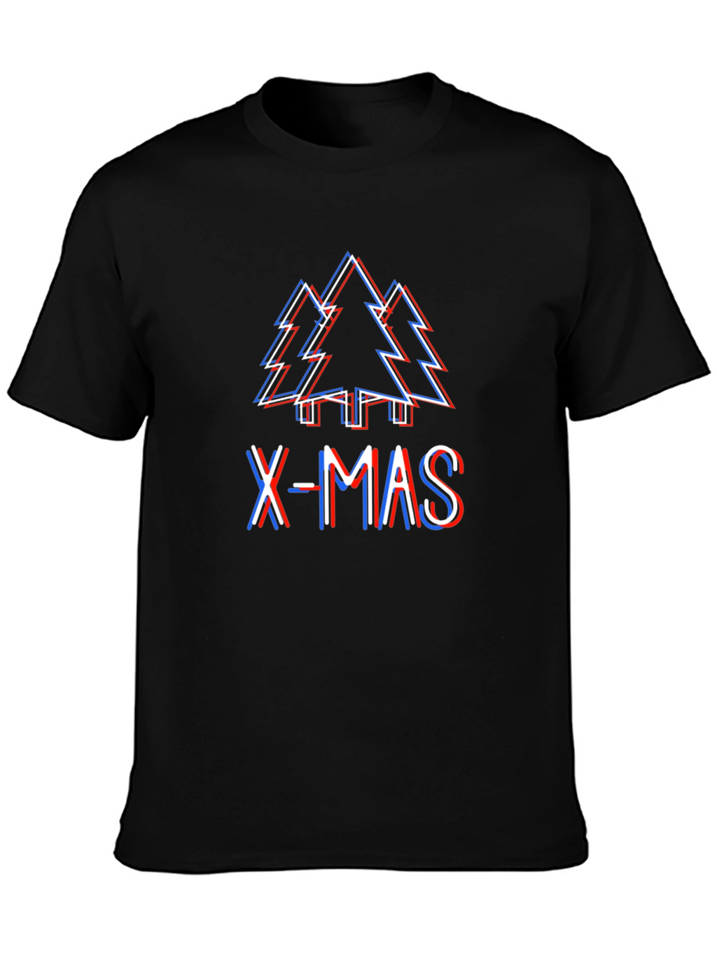 X-Mas Tree Glitch Black T-Shirt - Holiday Festive Wear