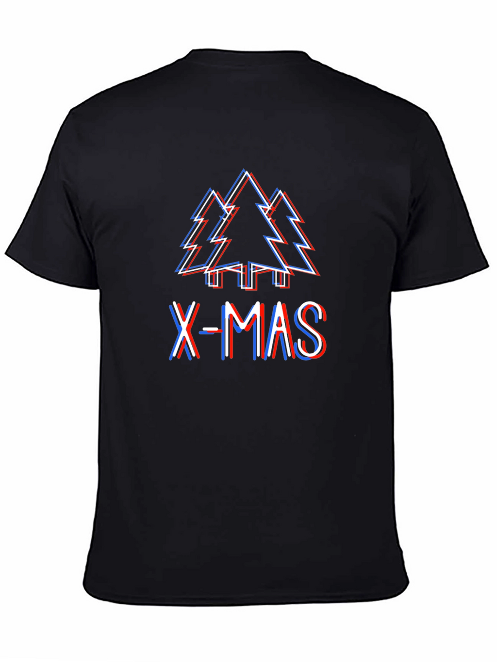 X-Mas Tree Glitch Black T-Shirt - Holiday Festive Wear