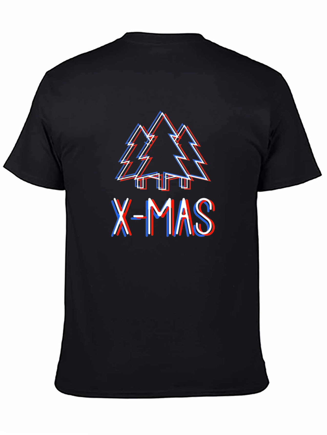 X-Mas Tree Glitch Black T-Shirt - Holiday Festive Wear