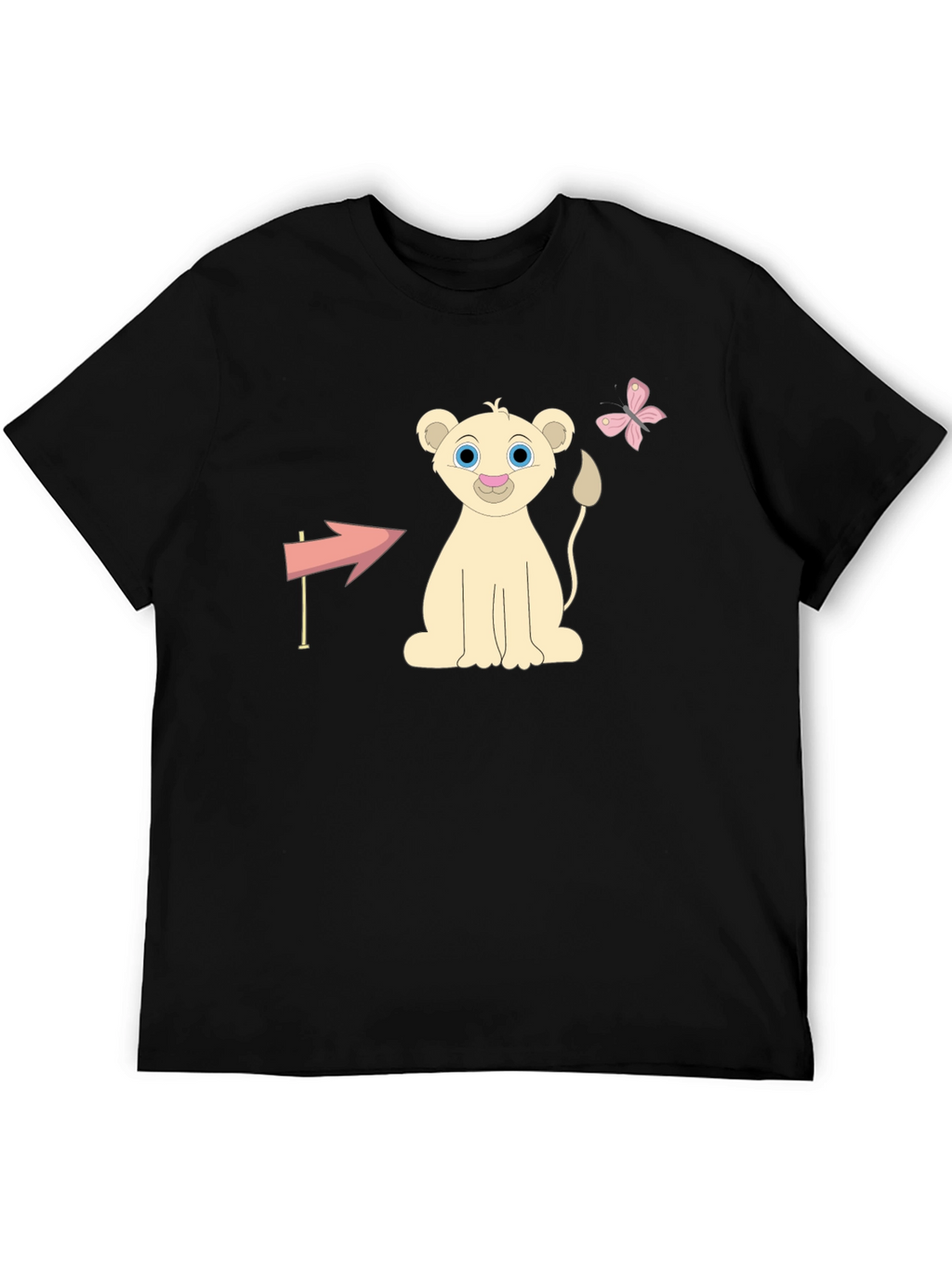 Cute Lion Cub Graphic Tee - Unisex Black T-Shirt
