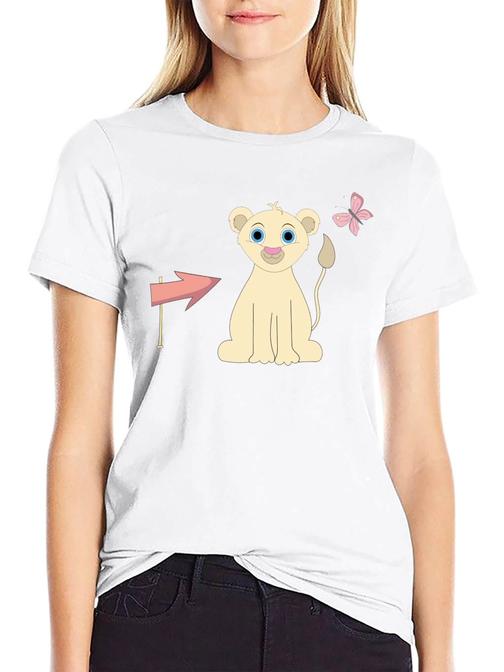 Cute Lion Cub Graphic Tee - Unisex Black T-Shirt