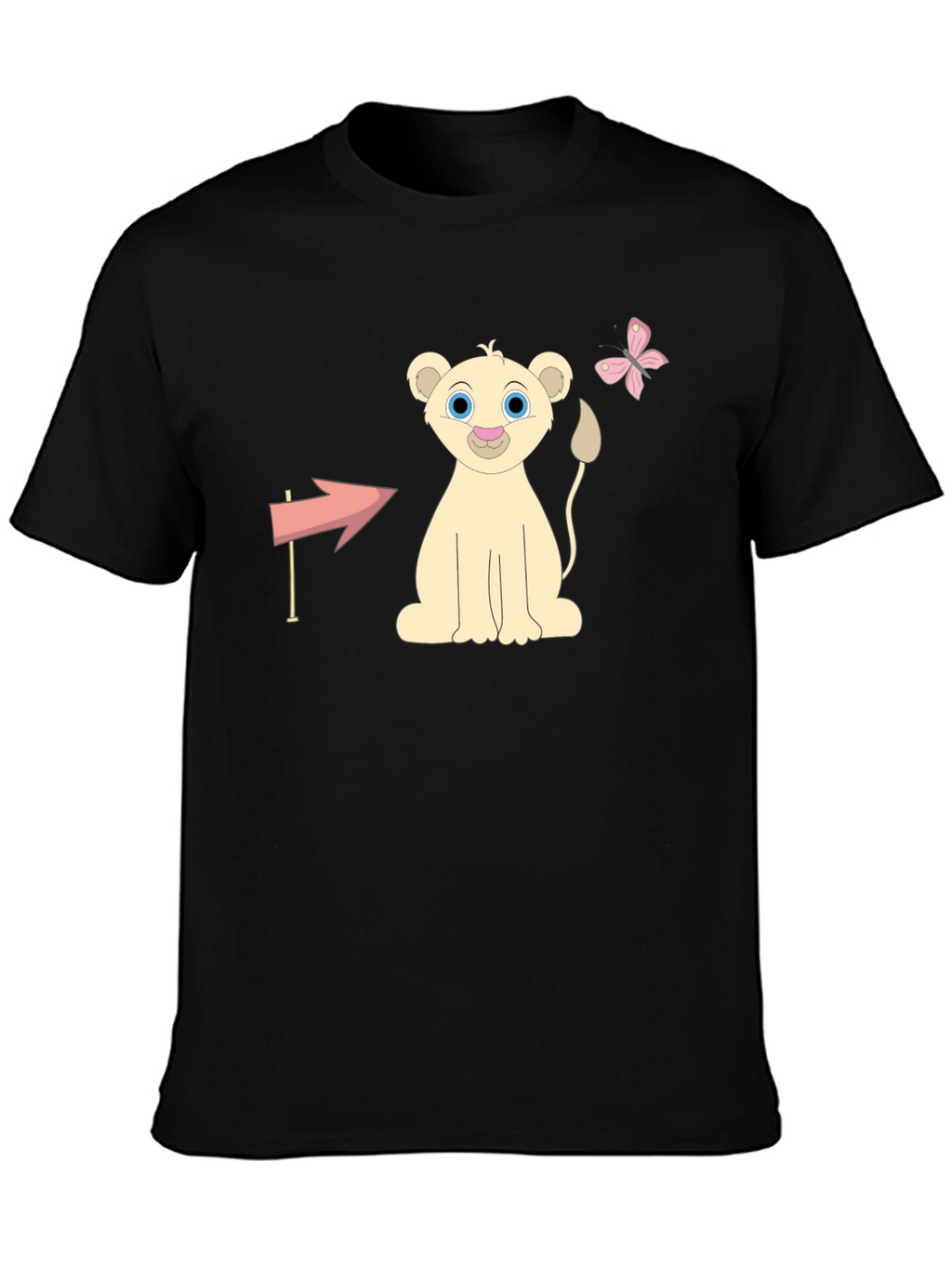 Cute Lion Cub Graphic Tee - Unisex Black T-Shirt