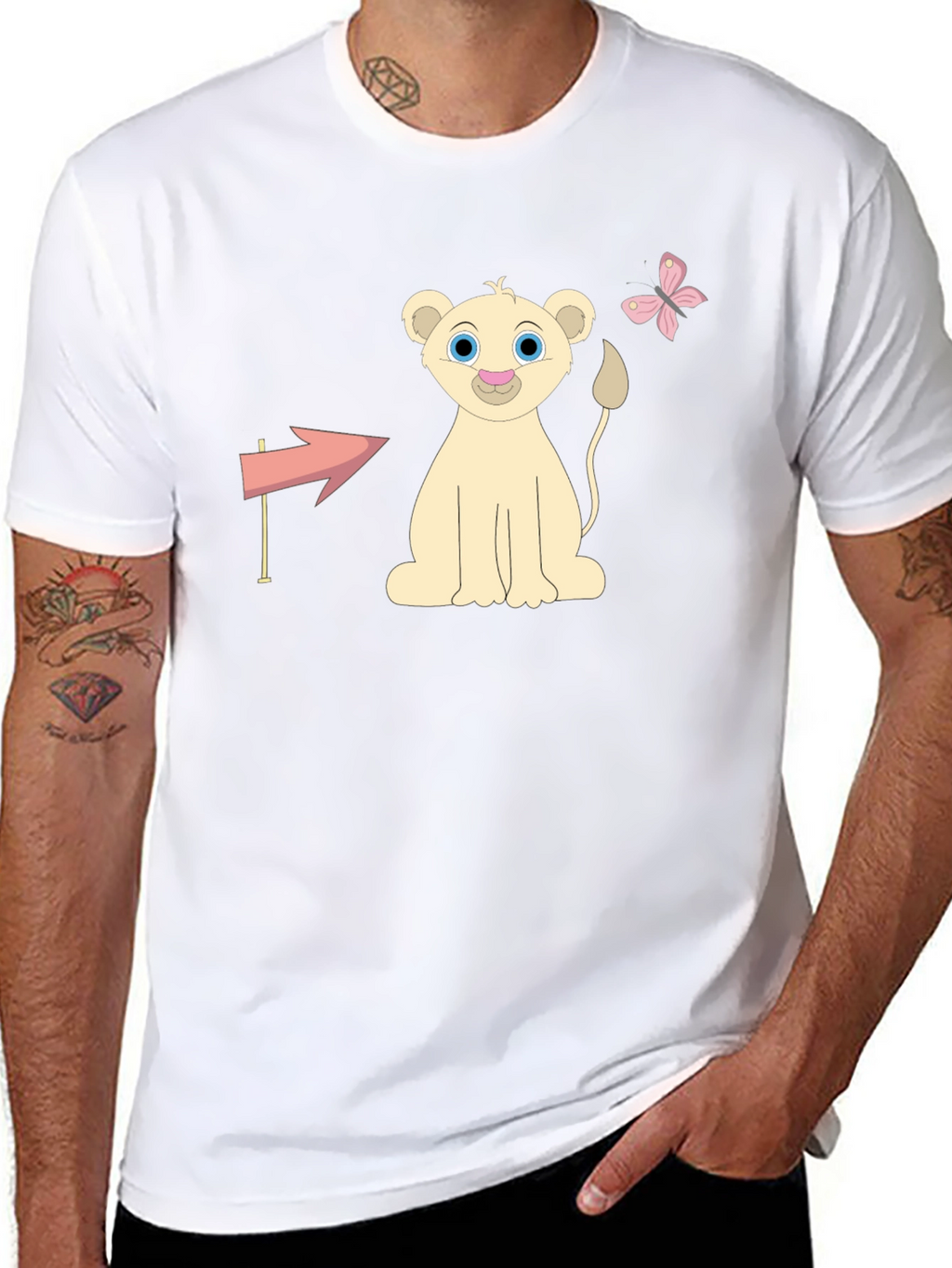 Cute Lion Cub Graphic Tee - Unisex Black T-Shirt