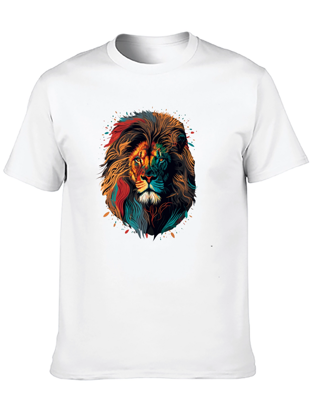 Vibrant Lion Graphic Print Black T-Shirt