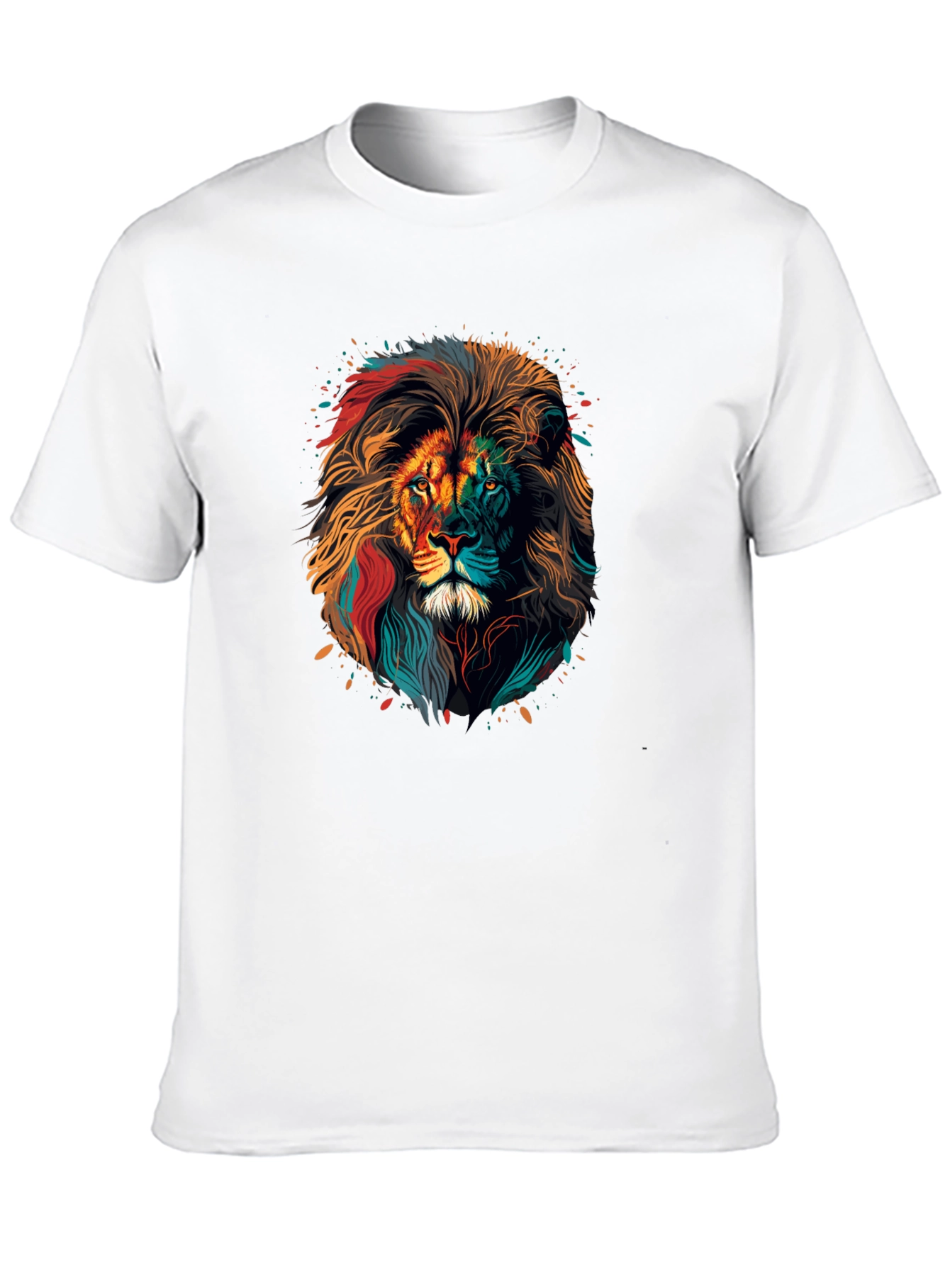 Vibrant Lion Graphic Print Black T-Shirt