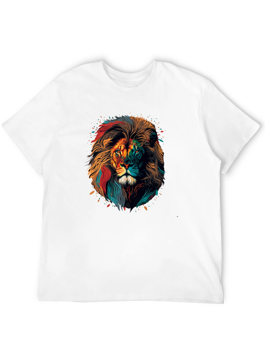 Vibrant Lion Graphic Print Black T-Shirt
