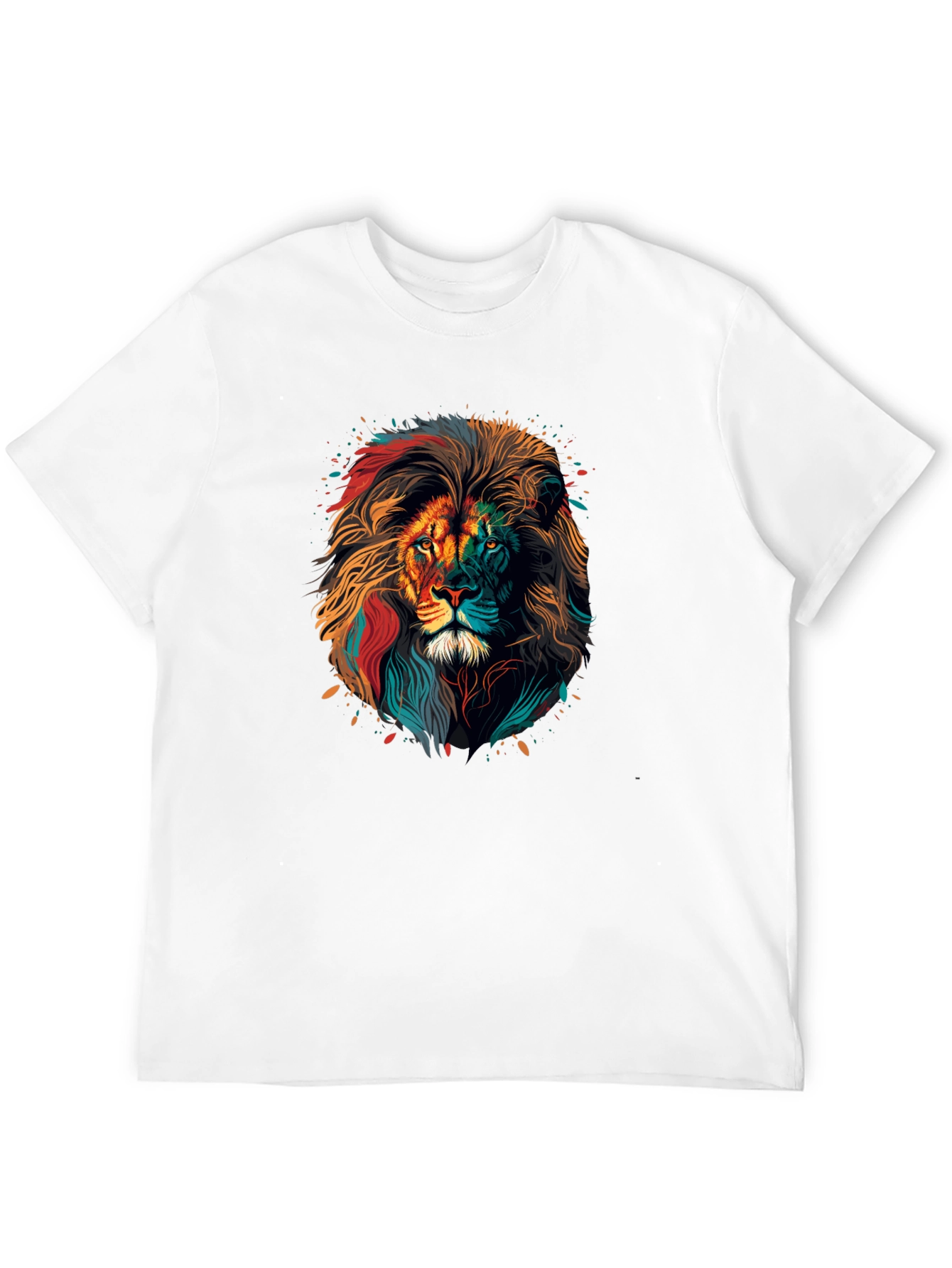 Vibrant Lion Graphic Print Black T-Shirt