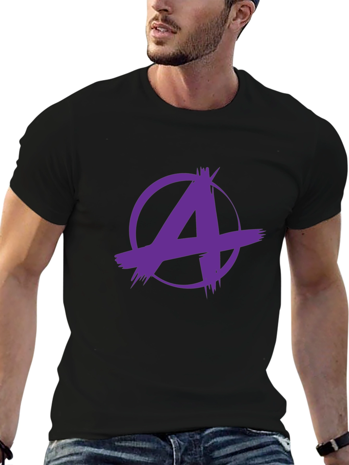 Edgy Purple A Graphic Black T-Shirt