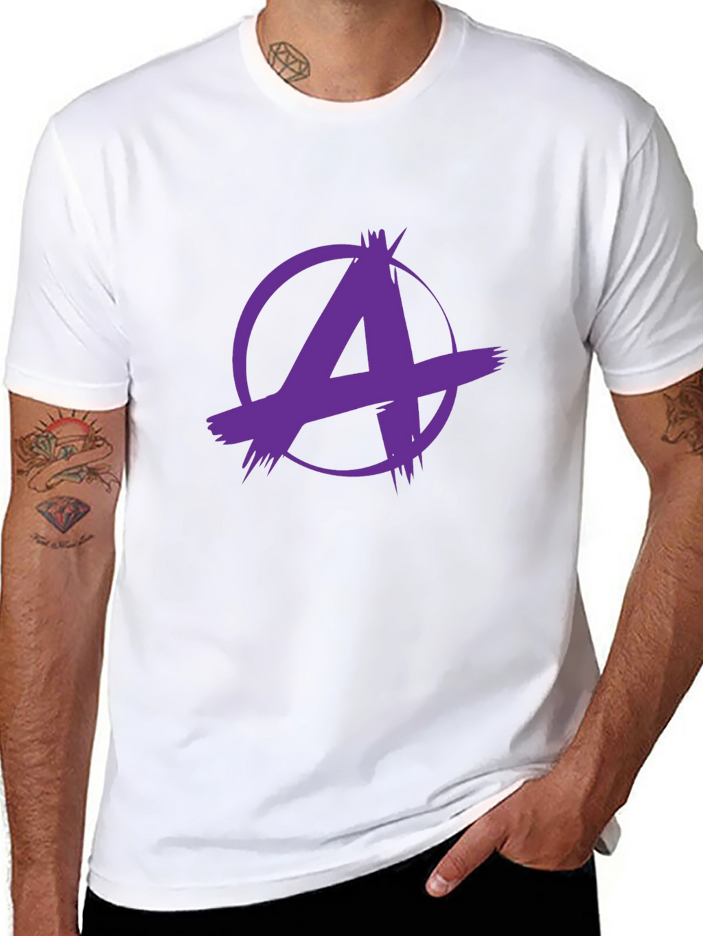 Edgy Purple A Graphic Black T-Shirt