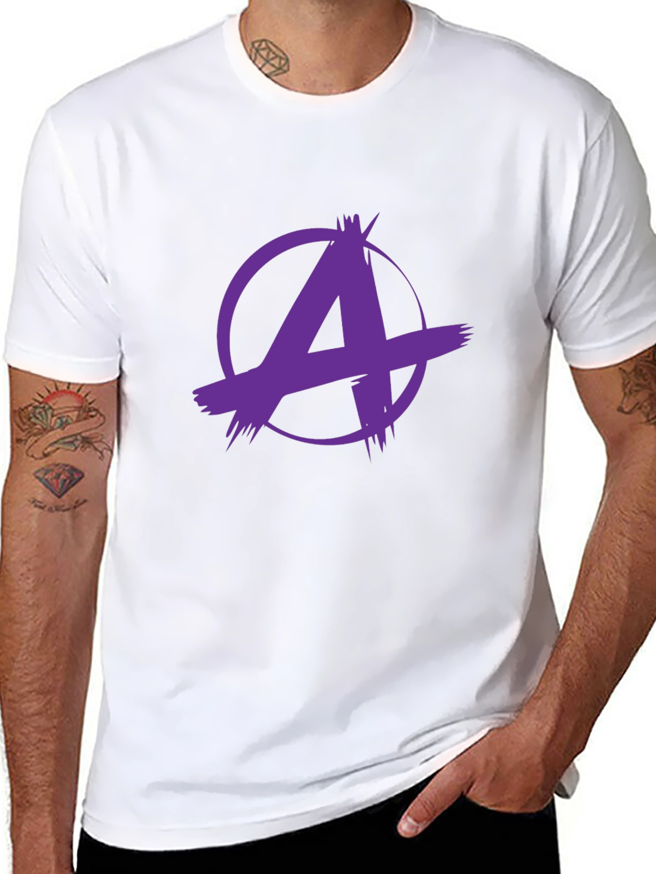 Edgy Purple A Graphic Black T-Shirt