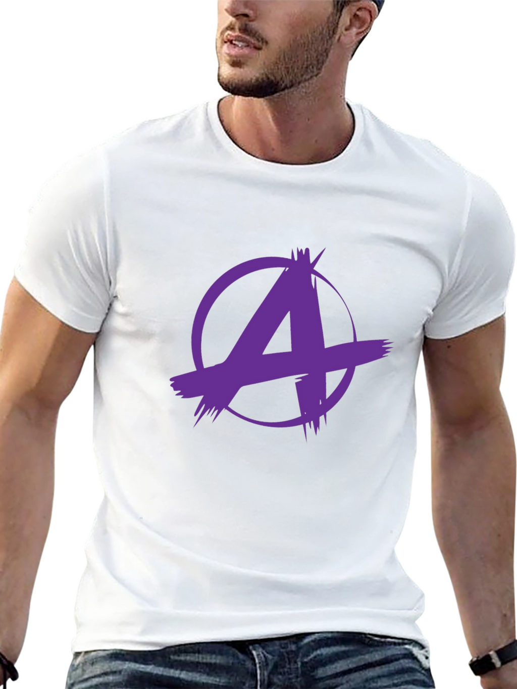 Edgy Purple A Graphic Black T-Shirt