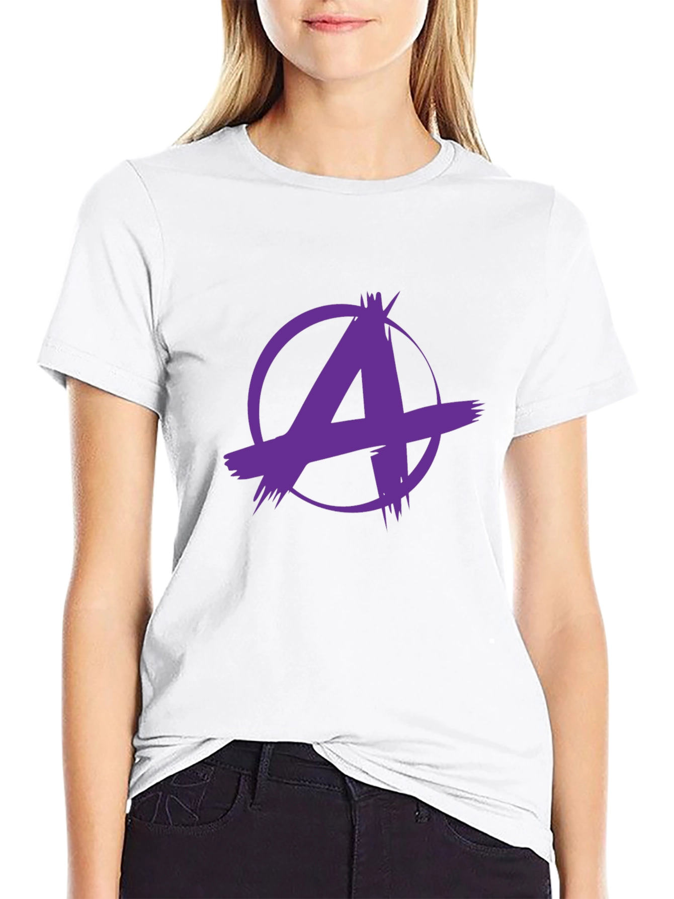 Edgy Purple A Graphic Black T-Shirt