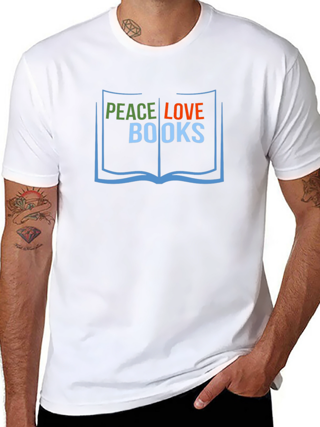 Peace Love Books T-Shirt Reader Tee