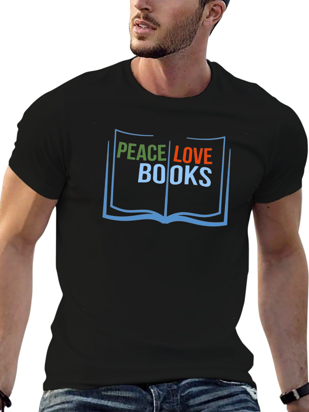 Peace Love Books T-Shirt Reader Tee