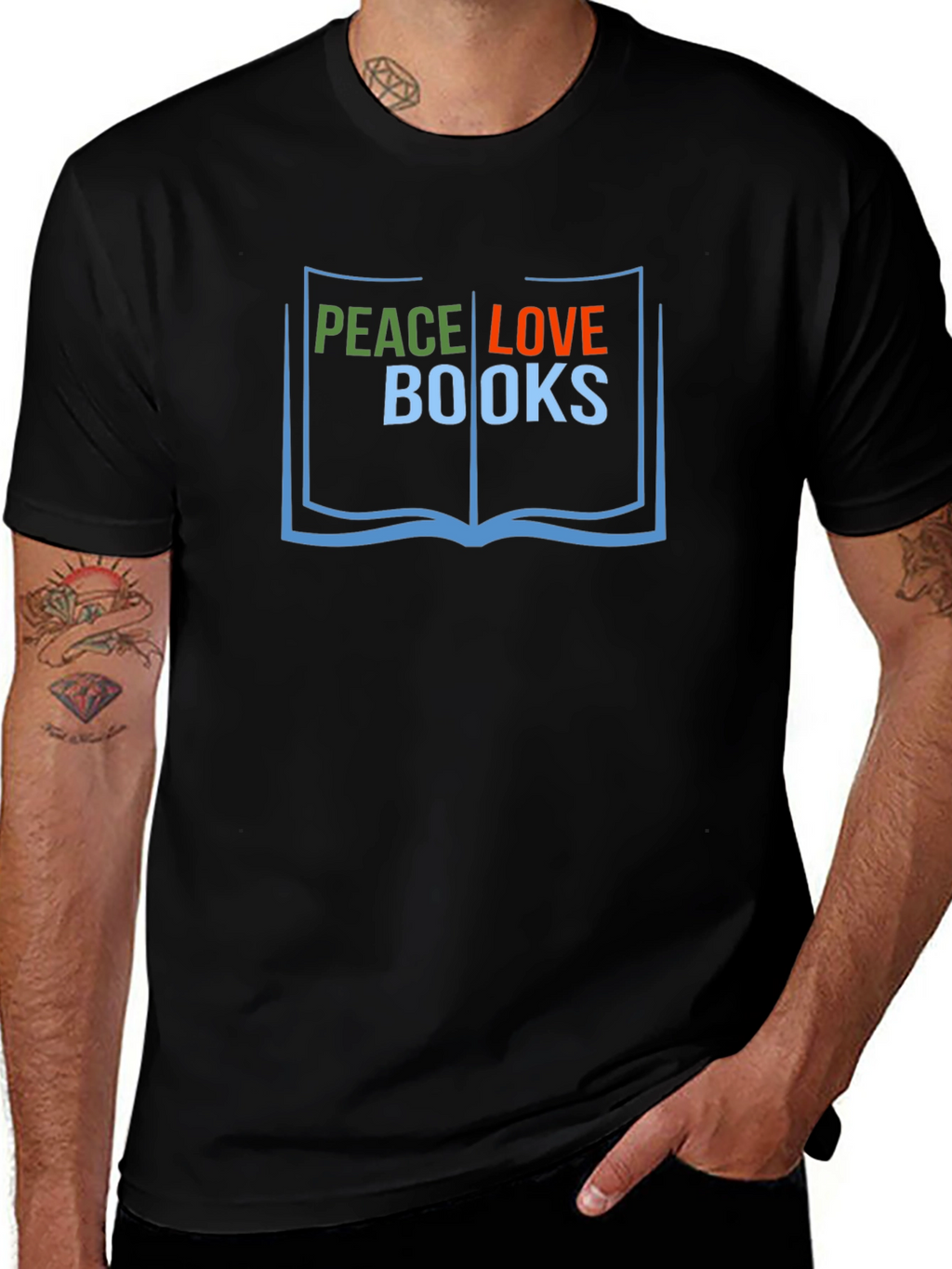 Peace Love Books T-Shirt Reader Tee