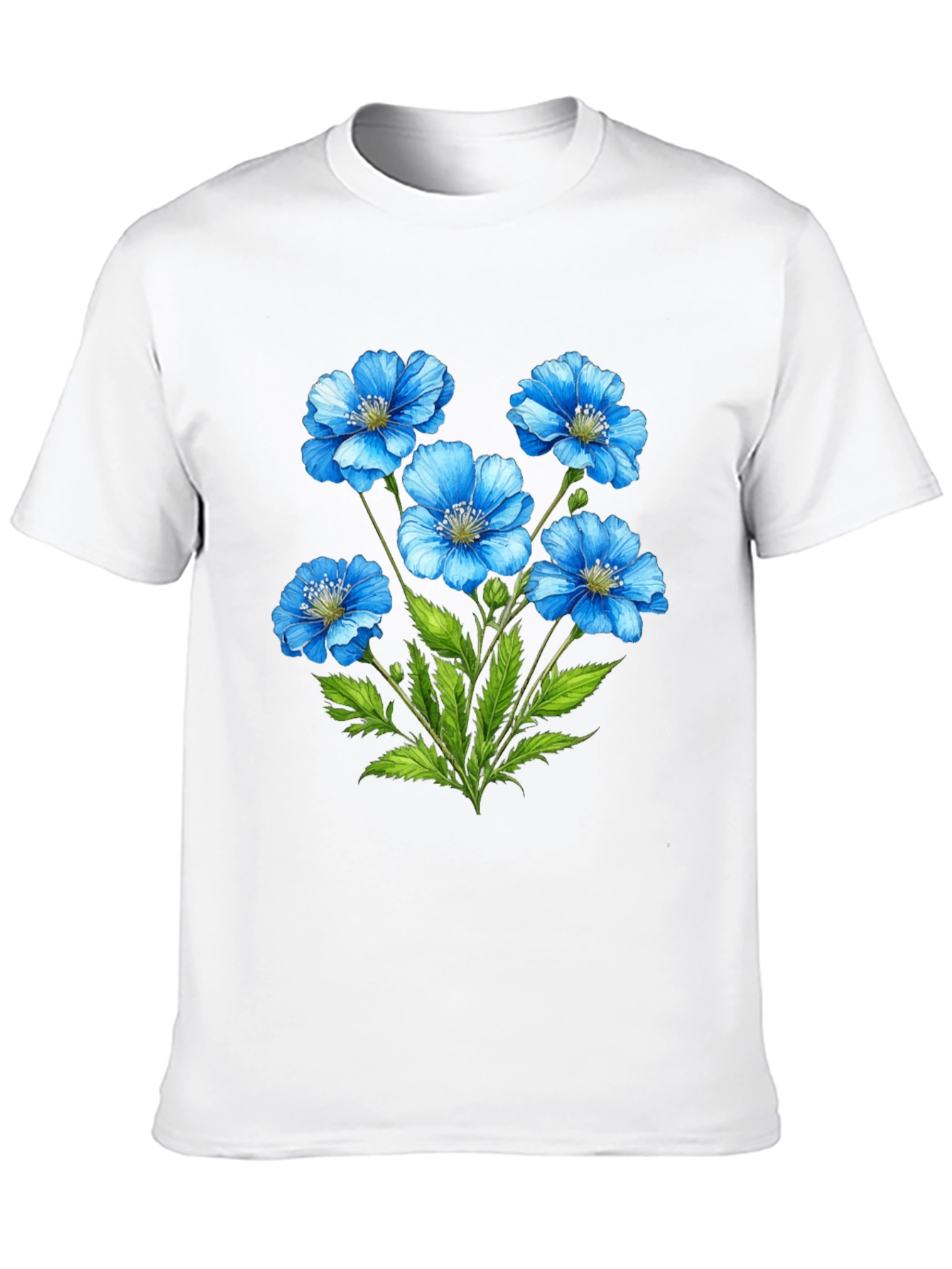 Floral Graphic T-Shirt - Blue Flower Design