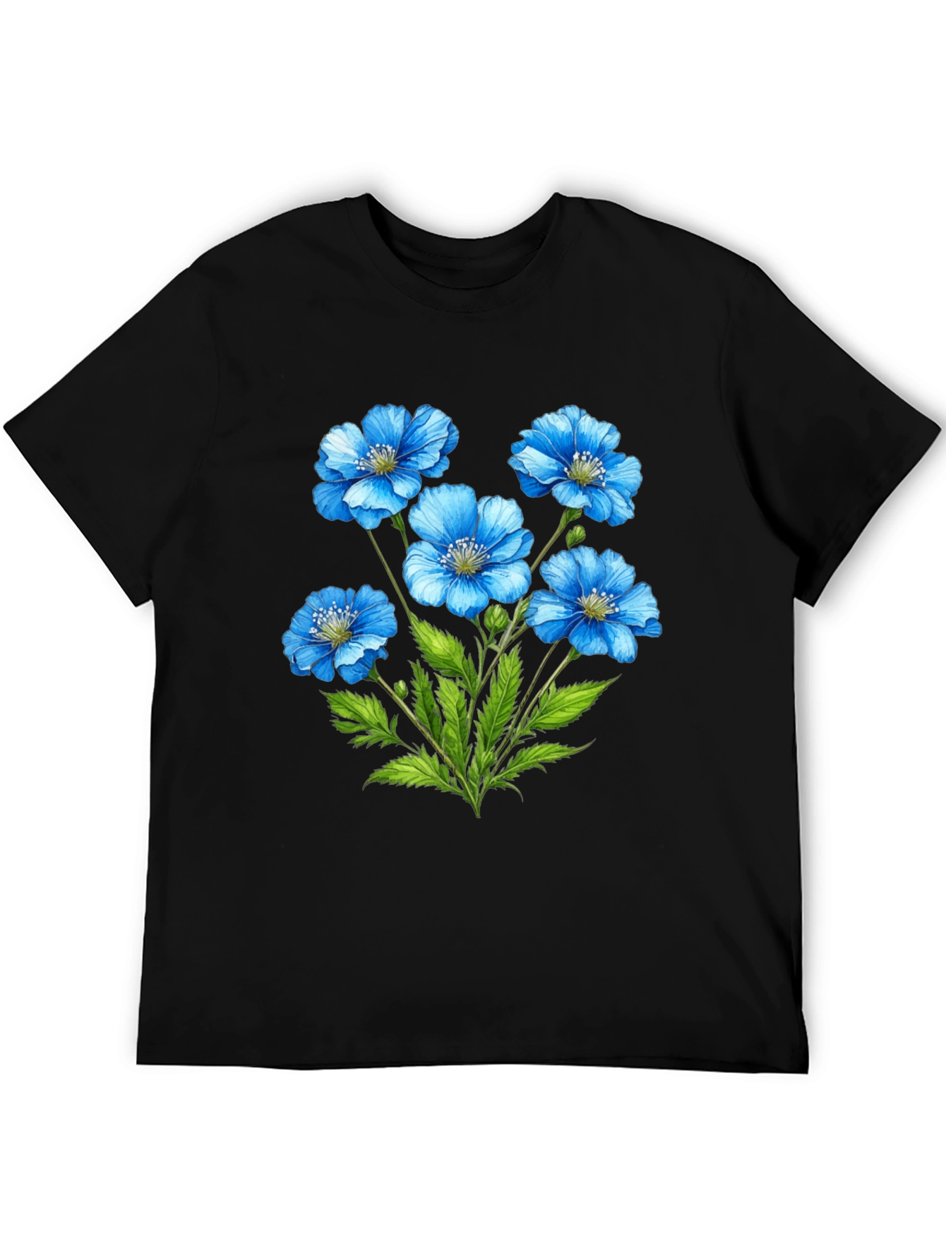 Floral Graphic T-Shirt - Blue Flower Design