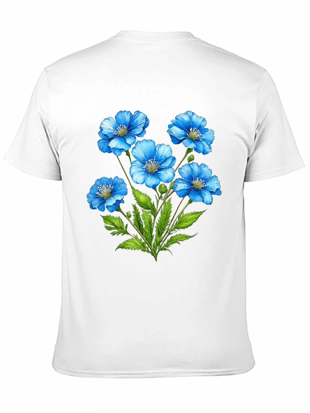 Floral Graphic T-Shirt - Blue Flower Design