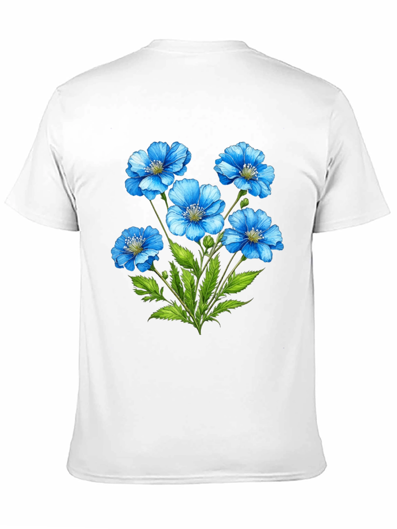 Floral Graphic T-Shirt - Blue Flower Design