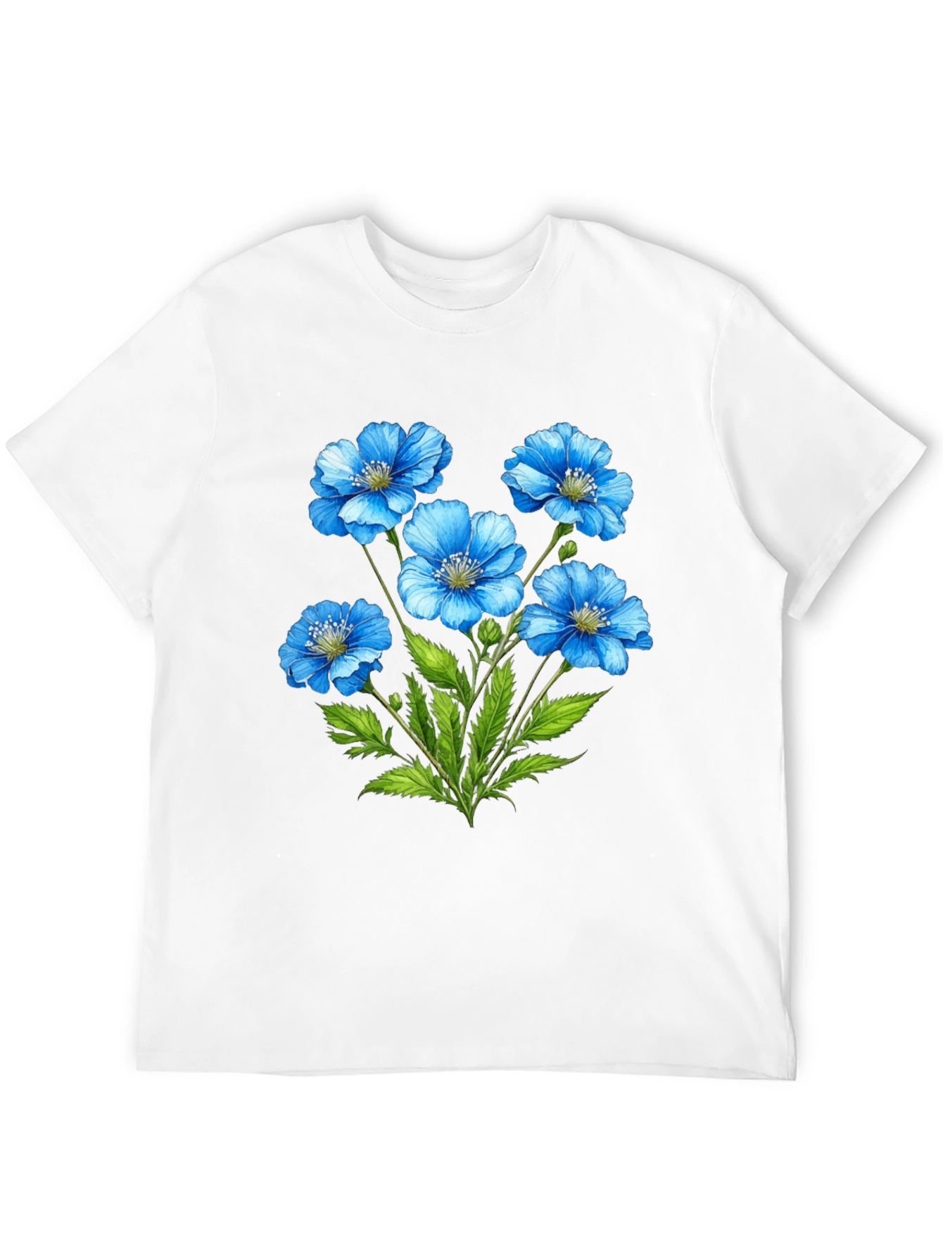 Floral Graphic T-Shirt - Blue Flower Design