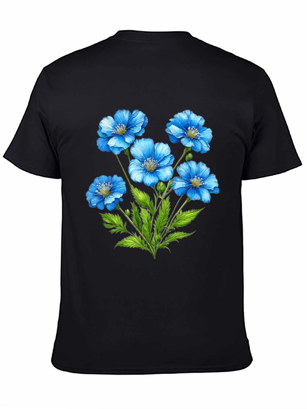 Floral Graphic T-Shirt - Blue Flower Design