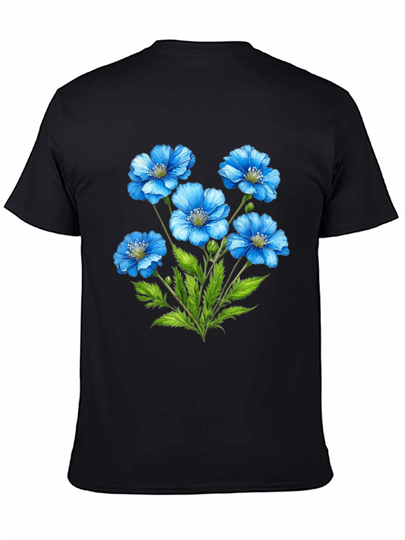 Floral Graphic T-Shirt - Blue Flower Design