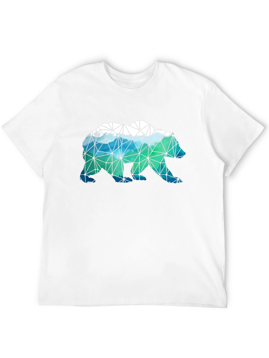 Geometric Bear Print Black T-Shirt